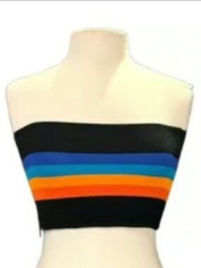 Fashion Nova Colorful Sleeveless Rainbow Tube Top Striped Crop Top Stretchy SM